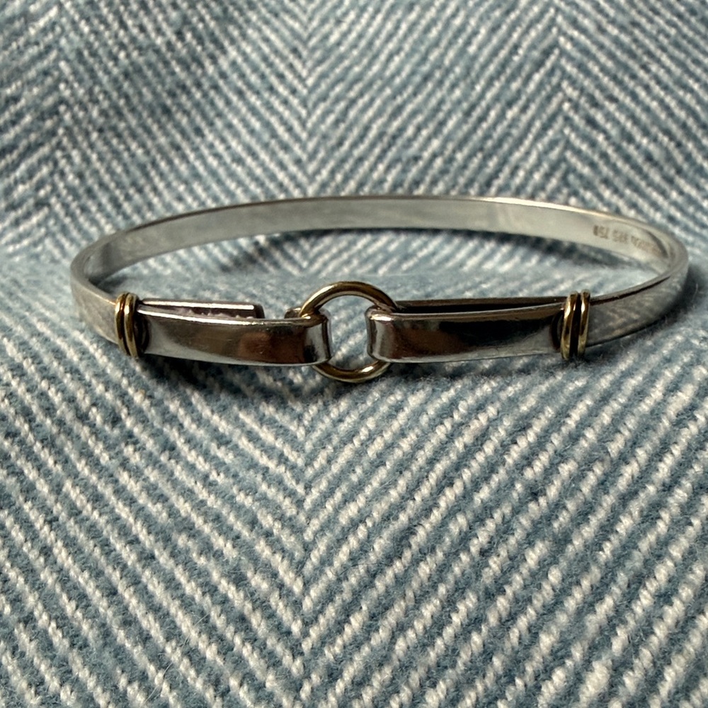 Tiffany & Co Sterling Silver and Gold Two-Tone Link Bangle Bracelet